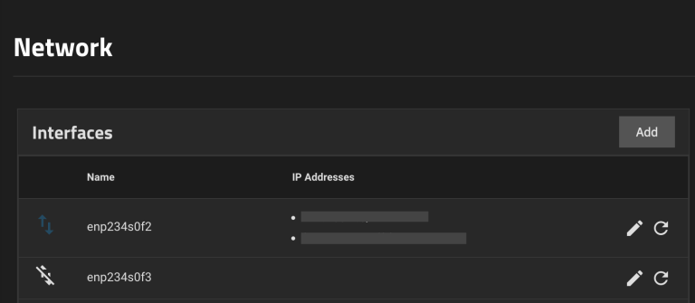 TrueNAS Network Interfaces