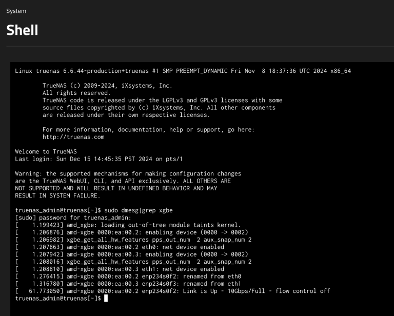 TrueNAS Shell
