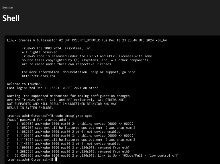 TrueNAS Shell